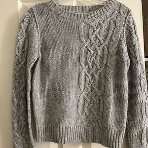gray cableknit sweater